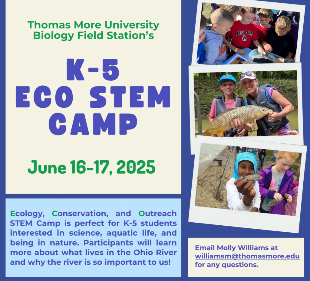 Graphic for K-5th grade ECO STEM camp with June 16-17, 2025 dates and photos of campers.