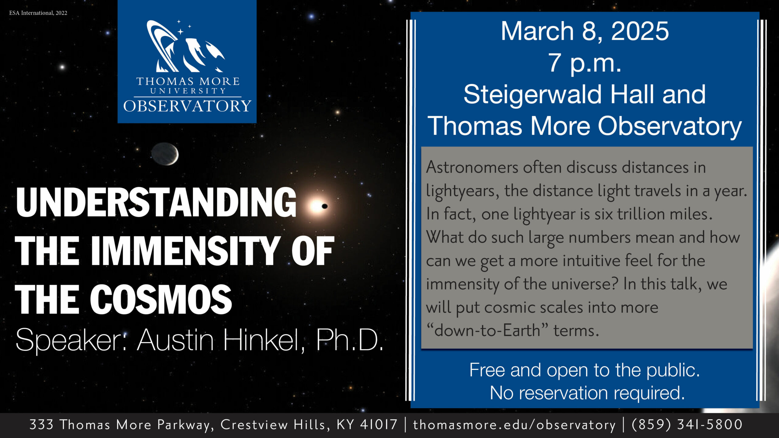 Graphic for Observatory lecture, night sky viewing in March 2025